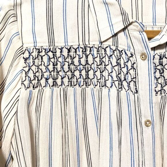 Anthropologie FLOREAT Northfork Striped Embroidered Boho Blouse S - Picture 4 of 9